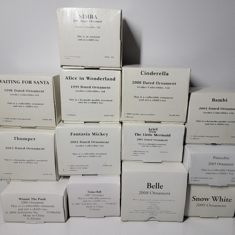 DISNEY collectors ornaments 1997-2009